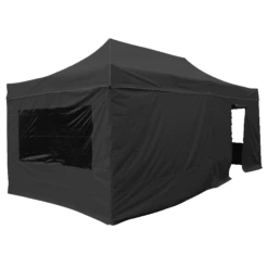 Kit Parois + Porte + Fenêtres Pour Tente 6 X 3 M Acier Noire