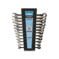 Jeu De 12 Clés Plates Mixtes à Cliquet LASER 8-19MM Chrome Vanadium